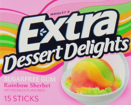 Extra dessert delights sugarfree gum rainbow sherbet - 10 pk (022000121875)