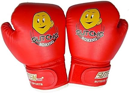SNTEN Kids Children Cartoon Sparring Dajn Boxing Gloves Training Age 3-12 Years (Solid Red)