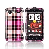 Hot Pink Pink Brown Plaid on Silver Hard Plastic Case Cover For HTC Droid I ....