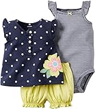 Carters Baby Girls 3-pc. Sunflower Bodysuit Set