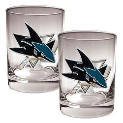 San Jose Sharks NHL 2pc Rocks Glass Set - Primary Logo by Great American Products