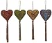 Antique Style Embroidered and Sequined Heart Christmas Ornaments With Tassel 9"x4" Set of 4