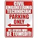  CIVIL ENGINEERING TECHNICIAN PARKING ONLY  PARKING SIGN OCCUPATIONS