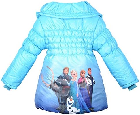 Rsan Girls Christmas Style Polka Dots Cartoon Frozen Down Coat (S(4)/3-4Y/110cm, Blue)