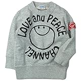 《H28年秋冬物》 CHANNEL(チャンネル) 30/10綿裏毛LOVE and PEACEトレーナー 90cm/杢グレー NO.CN-6432