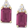 14K Yellow Gold Rhodolite Garnet and Diamond Earrings