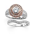 14K White and Rose Gold Diamond Wedding Set Semimount - 0.87 Ct. - CENTER STONE NOT INCLUDED