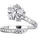 Solid 14K White Gold Cubic Zirconia Floral Flower Toe Ring