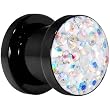0 Gauge Aurora Ferido Crystal Black Acrylic Screw Fit Plug