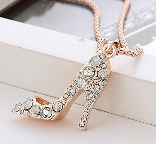 Greatmate Retro Luxury Stainless Steel Rhinestone Pendant Necklace Slipper