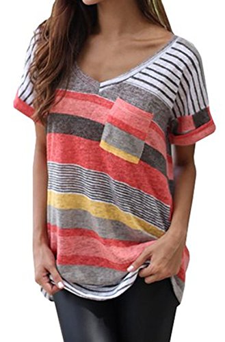 T Shirts for Women Casual Short Sleeve V Neck Blouse Tees Tops From Koobea