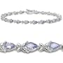 3.35 Carat Genuine Tanzanite Pears Eternity Silver Bracelet
