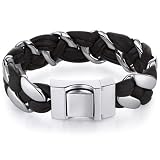 Mens soft Brown Leather and Stainless Steel Buckle Bracelet