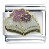 Open Book Flowers Italian Charms Bracelet Link