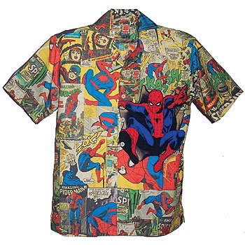  Marvel Spider-Man Comic Book Print Camp Shirt