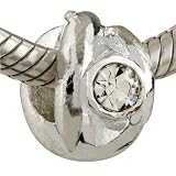 Ball April Birthstone Pale Blue Charm Bead Fits Pandora Bracelet