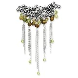 Sterling Silver Peridot/Freshwater Cultured Gold Pearl/Lime Crystal Pin