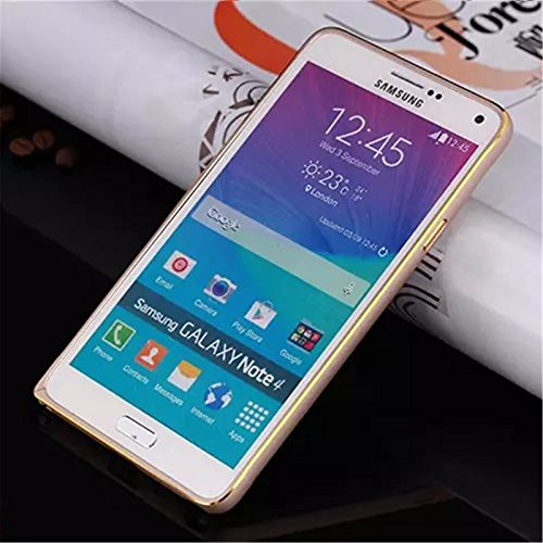 Galaxy Note 4 Case, Dteck(TM) Luxury Light Bicolor Gilt-edged Design Premium Aluminum Metal Frame Bumper Case [Shock-Absorption & Scratch Resistant] for Samsung Galaxy Note 4 N9100 (1 Gold+Gold)