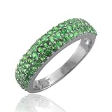 51QNbPv9xmL. SL160  14k White Gold Green Tsvorite Color Gem Stone Ring Band, TW: 1.25 carat