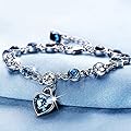 Adorable Woman Heart-shaped Round Cut Crystal Women Fashion Infinity Created Pendant Bracelet