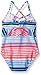 Osh Kosh Girls' Foil Print Stripe One Piece Swimsuit