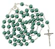 Green Faux Pearl Link Rosary Necklace - 24 in Necklace - 8mm Beads