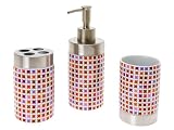 Kitchen & Housewares : Present Time Bathroom set Mosaic porcelain red