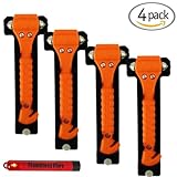 (4-Pack) Universal Emergency Hammer Window Punch & Seat Belt Cutter for Automotive Safety