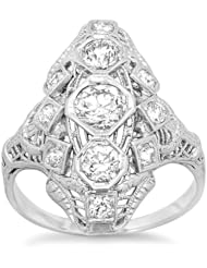 18k White Gold Three Diamond Vintage Dinner Ring (1.35 cttw)