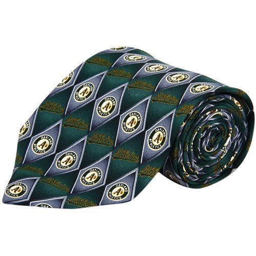 Oakland Athletics Green-Gray Diamond Tie