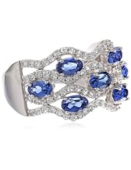 Sterling Silver Oval Created White Sapphire Ring, Size 7