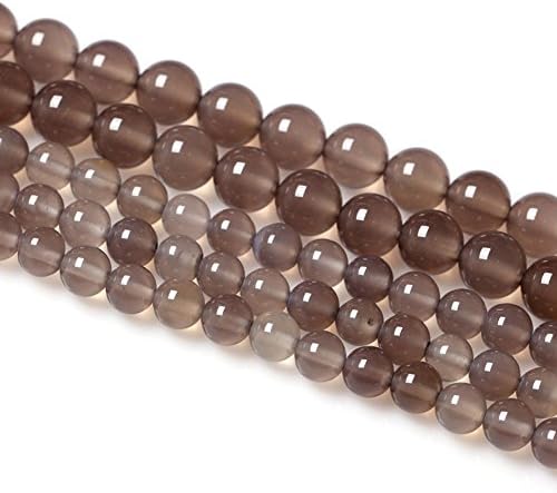 Paico DIY Jewelry Making Beads Grey Chalcedony Strand Round 8mm