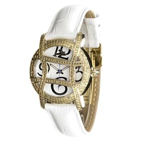 Just Bling Ladies JB-6214L-B Gold-Tone Designer Dial Leather