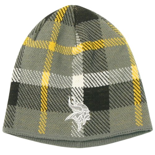 Minnesota Vikings Fashion Plaid Winter Knit Beanie - Gray