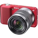 Sony Alpha NEX-3 Interchangeable Lens Digital Camera w/18-55mm Lens (Red)-  ....