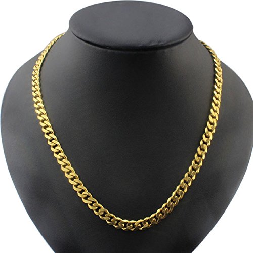 Sankuwen Fashion MEN Stainless Steel Gold Curb Link Chain Necklace