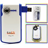 ProDV Cam Aqua-501-Blue 12MP Max 8x Digital Zoom Digital Camcorder with Flip USB arm (AA rechargeable set + waterproof case included)