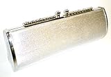 Silver Designer Evening Clutch Bag with Diamantes