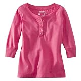 Cherokee® Girls' 3/4-Sleeve Button Up Tee - Pink L(10-12)