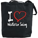 Canvas Tote Bag Black  I Love Western Swing  Music