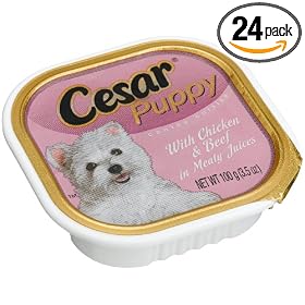 Cesar Canine Cuisine Puppy with Chicken & Beef In Meaty Juices for Small Dogs, 3.5-Ounce Cans (Pack of 24)