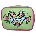 Patent Cosmetic Case - Green/ Pink