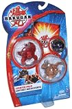 Bakugan Battle Brawlers New Vestroia Bakuglow Series Starter Pack Set with Pyrus Red Fencer (530G), Subterra Brown Neo Dragonoid Volta, Mystery Black Darkus Bakugan, 3 Ability Cards and 3 Metal Gate Cards