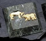 Desk Top Bull and Bear Paperweight - Wall Street - Genuine Marble and Brass- Magnificent !!