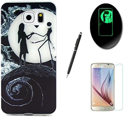 Sirekentech Samsung Galaxy S7 Edge Case Luminous Case,Fluorescent Effect Night Glow In The Dark Ultra Thin Slim FitSoft Silicone Gel TPU Cover Skin -Nightmare Before Christmas