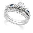 14K White Gold Sapphire and Diamond Wedding Set Semimount - CENTER STONE NOT INCLUDED
