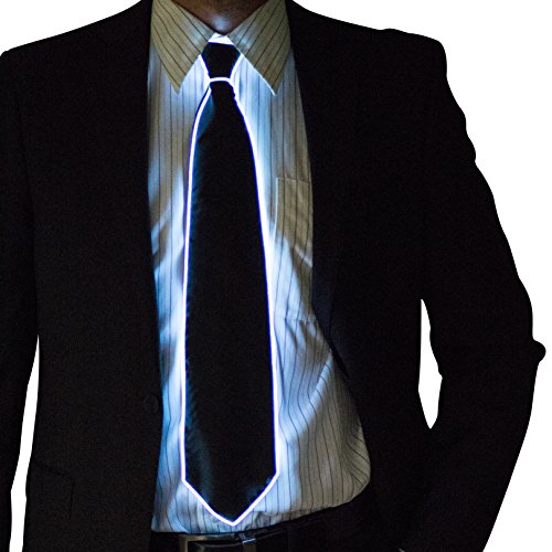 Neon Nightlife Light Up Neck Tie, One Size, White