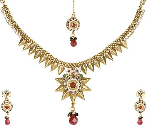 South Indian Bridal Golden Coloured Traditional Bollywood Necklace Swam Creations Jewelry (S-30)