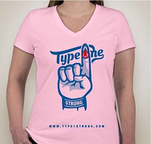 Type 1 Strong Womens V-Neck Small Pink