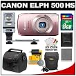 Canon PowerShot 500 HS Digital Elph Camera (Pink) with 8GB Card + Flash + Battery + (2) Cases + Accessory Kit Canon PowerShot 500 HS Digital Elph Camera (Pink) with 8GB Card + Flash + Battery + (2) Cases + Accessory Kit